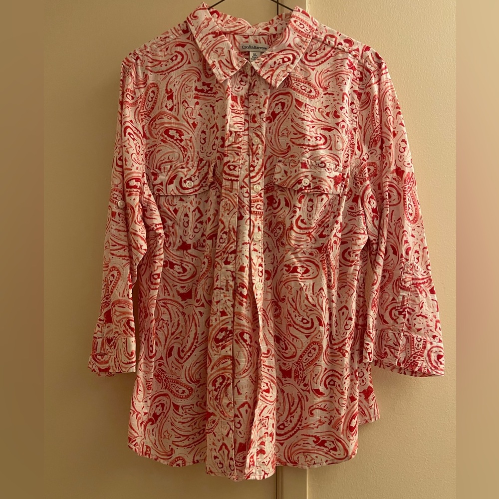 Red Paisley Cotton Blouse